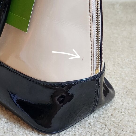 NWT Kate Spade Rachelle Wellesley Patent Leather Satchel--Cream and Black - Picture 6 of 16